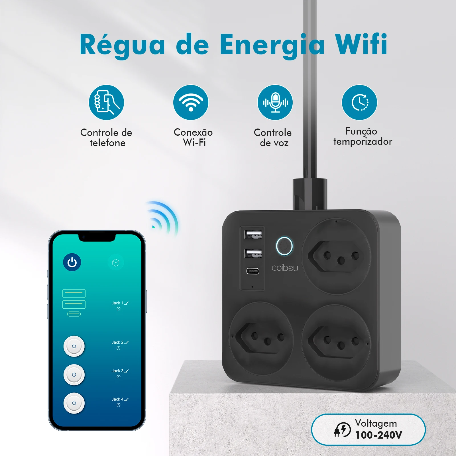 Régua de Energia Inteligente com Wi-Fi - Coibeu